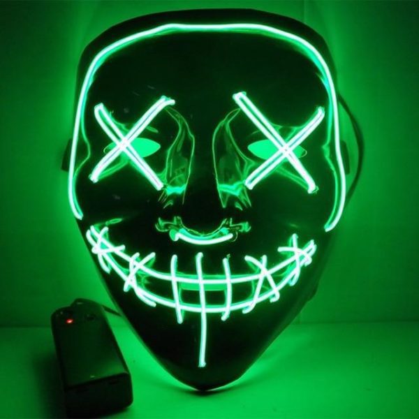 led halloween mask with green light on