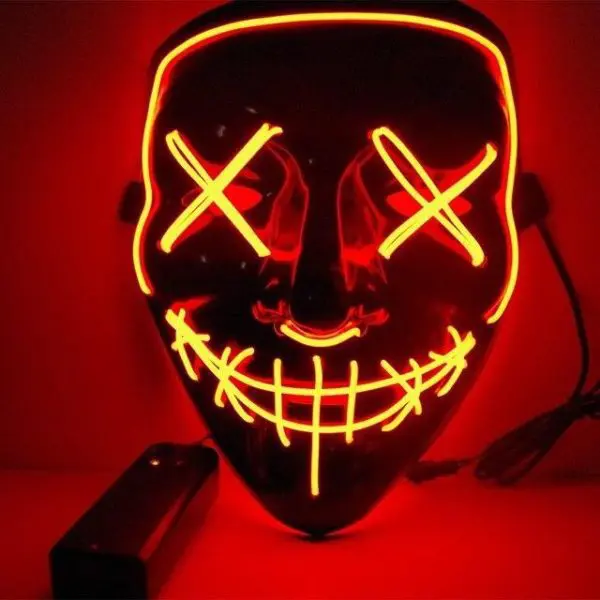 led halloween mask with red light on