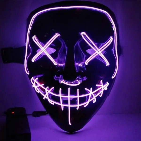 led halloween mask with purple light on