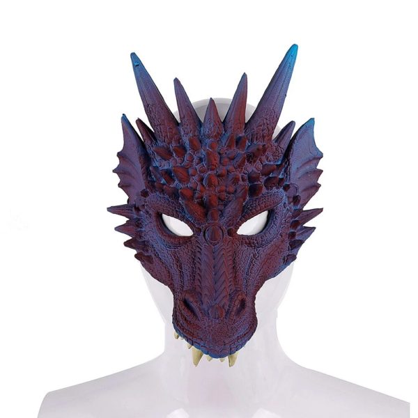 Dragon Mask - Masque de Dragon bleu 4D pour Halloween demi masque facial d corations de f te Costume.jpg Q90.jpg 1 1
