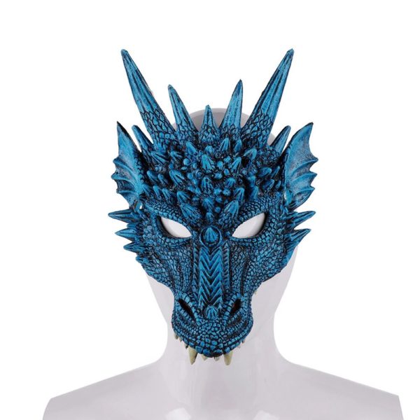 Dragon Mask - Masque de Dragon bleu 4D pour Halloween demi masque facial d corations de f te Costume.jpg Q90.jpg