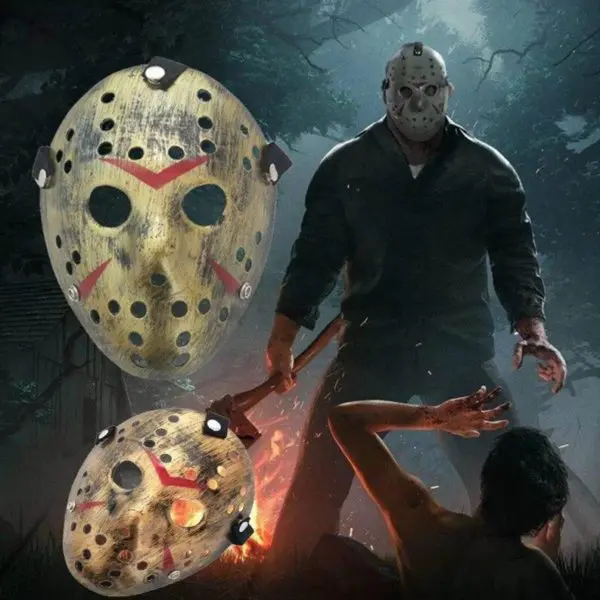 Man wearing a Jason Voorhees Mask front view