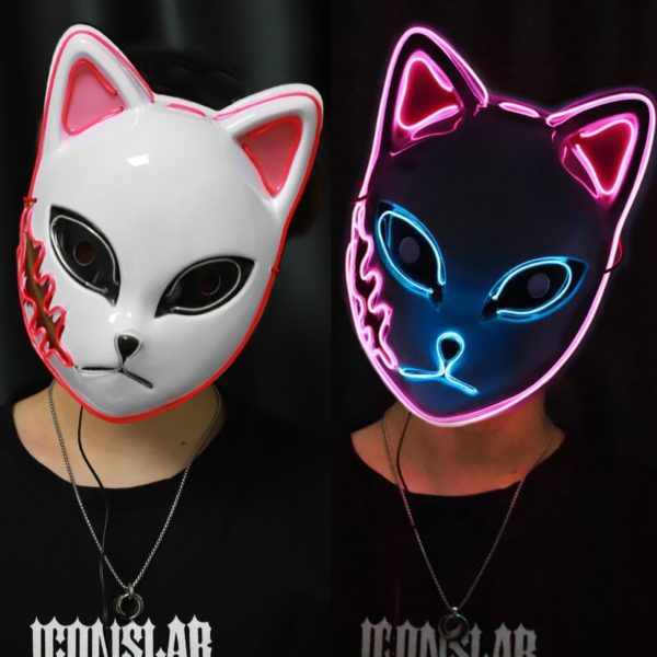 Luminous Fox Mask - Masque facial de chat d halloween pour femmes masques LED lumineux d halloween masques de Cosplay