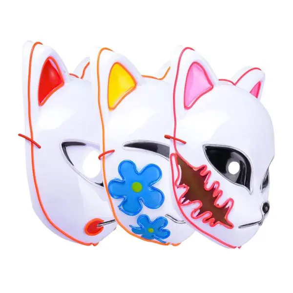 Luminous Fox Mask - Masque facial de chat lumineux ED d halloween pour femmes masque de renard tueur de d