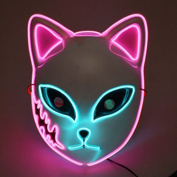 Luminous Fox Mask - Masque facial de chat lumineux LED d halloween pour femmes masque de renard tueur de