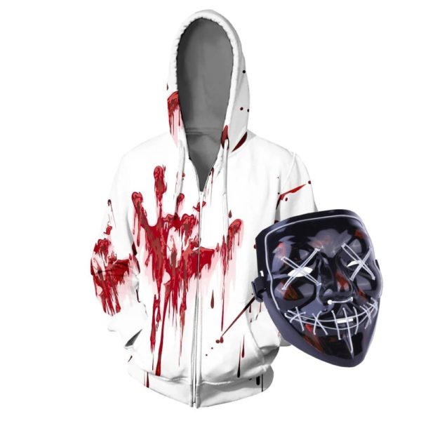 bloody hoodie with halloween led mask