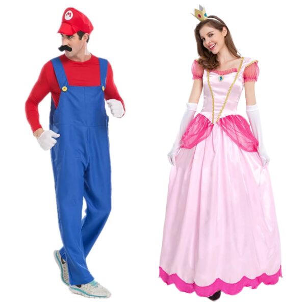 Funny Peach and Mario Costume For Couples