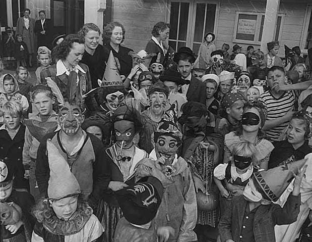 Children celebrating Halloween in Seattle, 1943